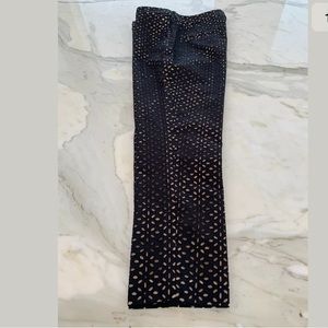 MICHAEL KORS BLACK EYELET CIGARETTE CROPPED PANTS 10 NWTS!